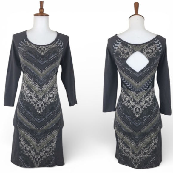 Free People Dresses & Skirts - Free‎ People Out Of Africa Dress 3/4 Sleeve Crew Neck Fitted Mini Sexy Casual